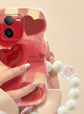 适用于iQOOZ8手机壳新女款vivoiQOOZ8x波浪边V2134A晕染爱心ins全包镜头软硅胶不会撞壳的仙女潮牌防摔保护套