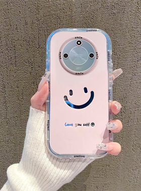 适用荣耀X50i+手机壳新女款X40i镜面全包边X30治愈笑脸X20简约个性X10硅胶防摔9Xpro保护软套创意8x高级潮流