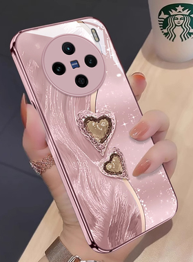 适用vivoX100Pro手机壳奢华x90s创意时尚X80玻璃X70t琥珀爱心女款X60全包保护套x50防摔简约X30硬壳X27潮note