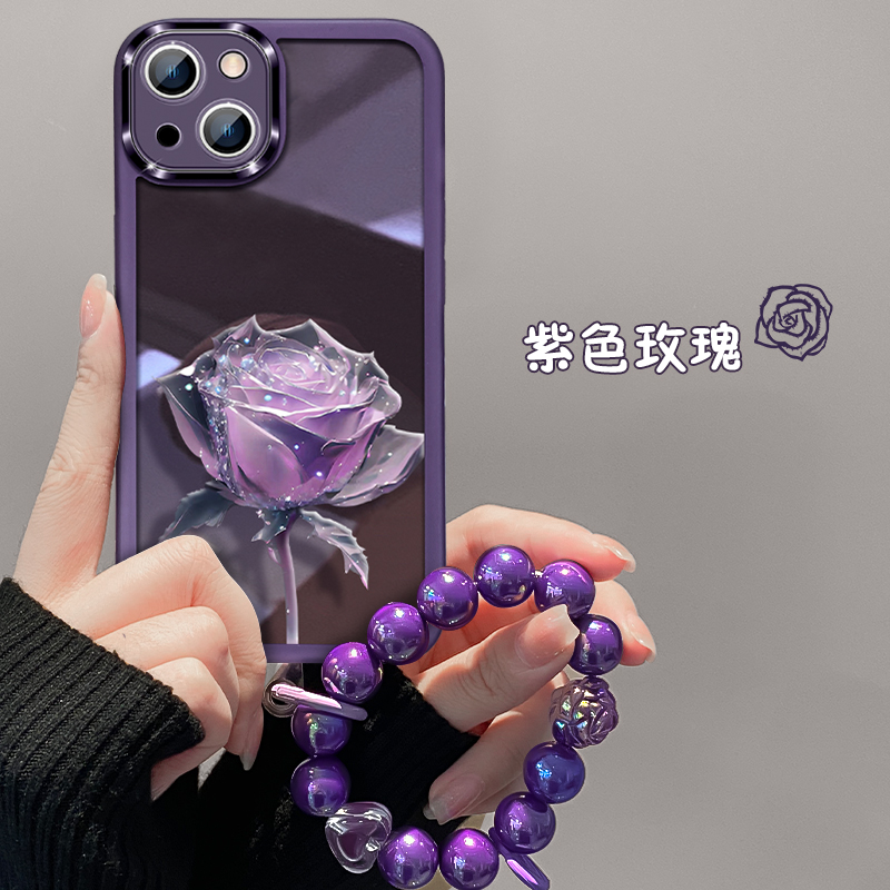 适用于苹果14Promax手机壳iPhone13新款ip12高级感8plus透明硅胶软壳ins紫玫瑰xr全包xsmax防摔6s保护套11Pro