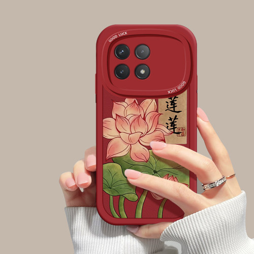 红米K70手机壳硅胶莲花好运ins