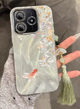 适用桂花锦鲤红米note14pro+手机壳15/13R专用12turbo羽纱11全包9防摔10保护套redmi新款高级女极速版镜头膜