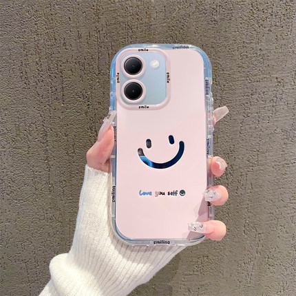适用vivoY100i手机壳Y93s新女款y85全包Y78m全包简约y77e治愈笑脸y50t硅胶y30创意防摔Y30保护软套y5s高级Y3