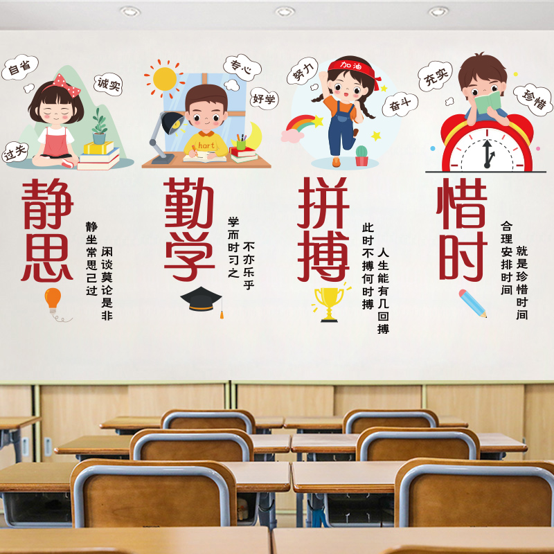 初中小学辅导班装饰海报励志墙贴画教室布置班级文化墙壁贴纸标语图片
