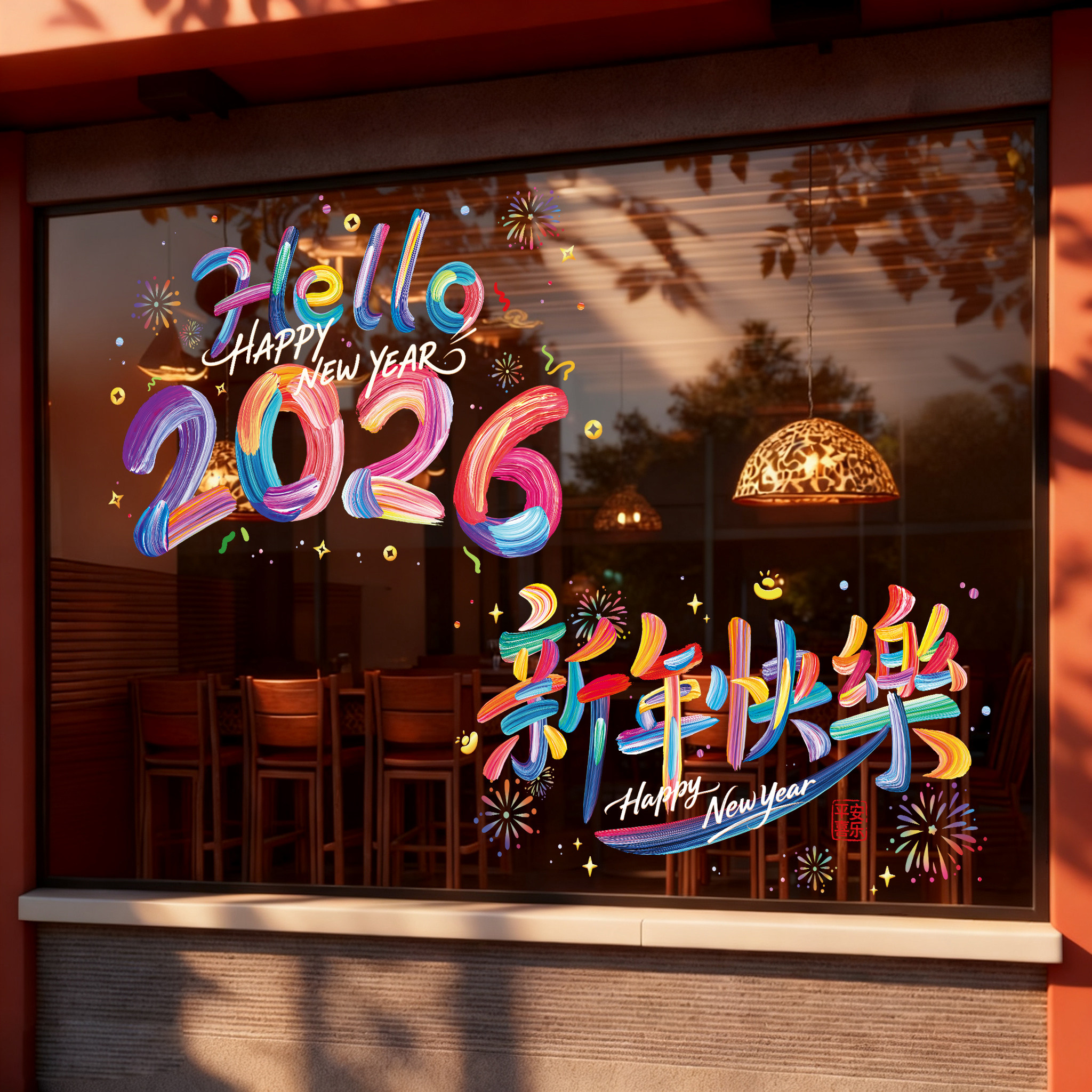 2026马年新款福字玻璃门贴纸