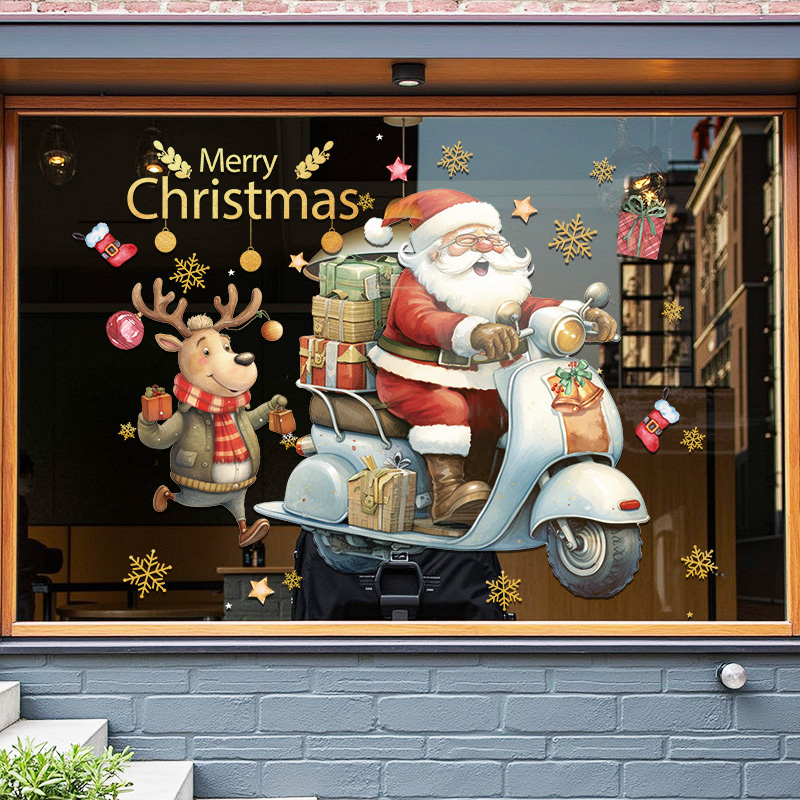 2025圣诞节贴纸圣诞老人门贴窗贴