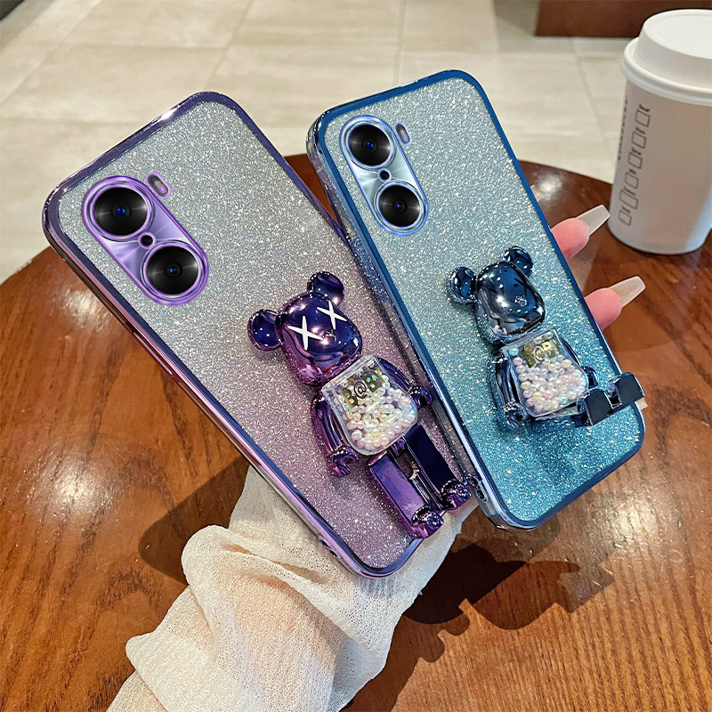 卡通华为荣耀60pro手机壳honor60保护6O曲面屏LSA一AN00支架v60se闪粉TNA软lsaan por外壳h60s盒GIA一ANOO女p