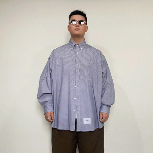 WTAP街头日系宽松少年感条纹衬衫
