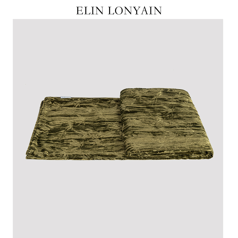 ELINLONYAIN青绿色中古竹林搭毯