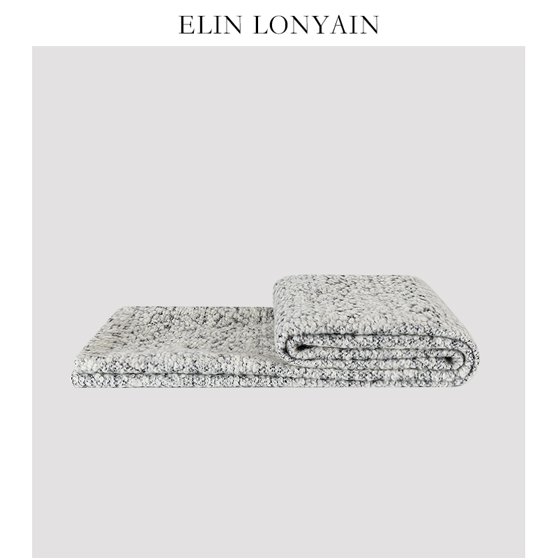 ELINLONYAIN灰色雪花羊毛搭毯