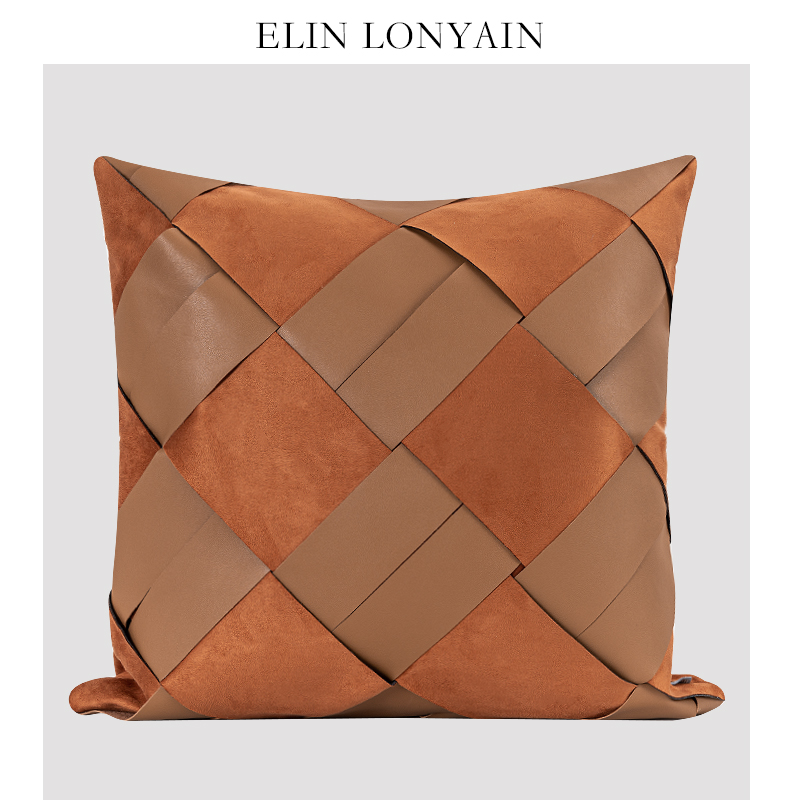 现代简约轻奢皮质肌理靠垫抱枕