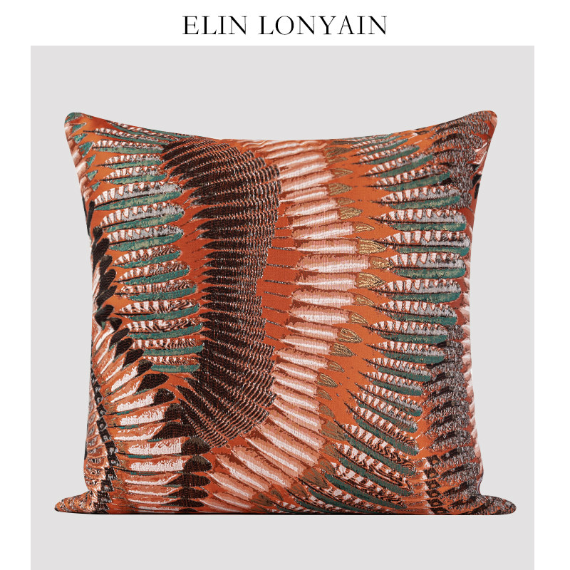 ELIN LONYAIN摩洛哥风红色抽象羽毛刺绣靠垫抱枕样板房方枕腰枕,居家布艺,靠垫/抱枕,淘宝优惠券,粉丝福利购,淘宝优惠卷