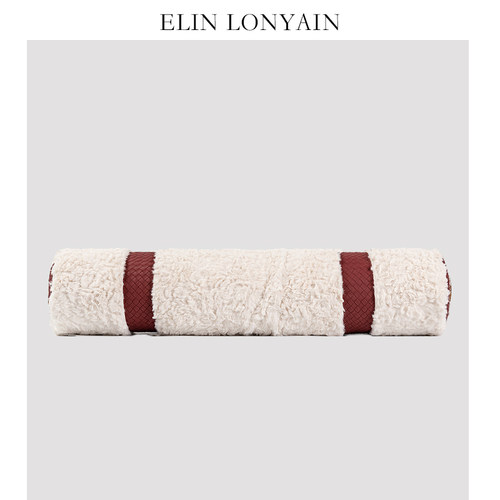ELINLONYAIN红皮质白色兔毛滚枕