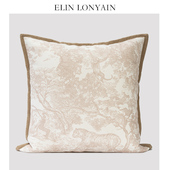 ELIN LONYAIN简约咖色森林印花图案靠垫抱枕样板房客厅沙发方腰枕