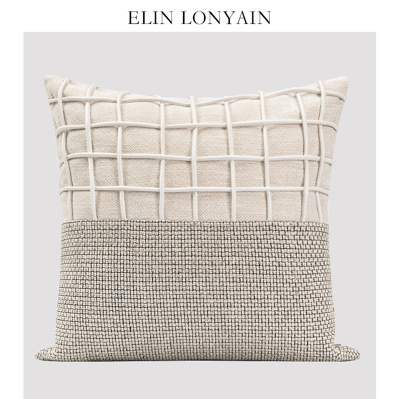 ELINLONYAIN米白色肌理装饰抱枕