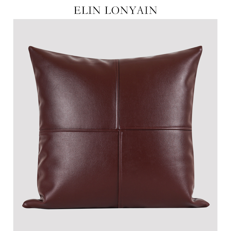 ELINLONYAIN现代简约靠垫红色皮