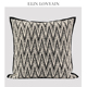 ELIN LONYAIN现代简约轻奢黑白人字纹肌理包边靠垫抱枕样板房方枕