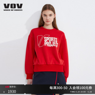 女士简约新年红打底卫衣61132401836 vov卫衣秋冬新品