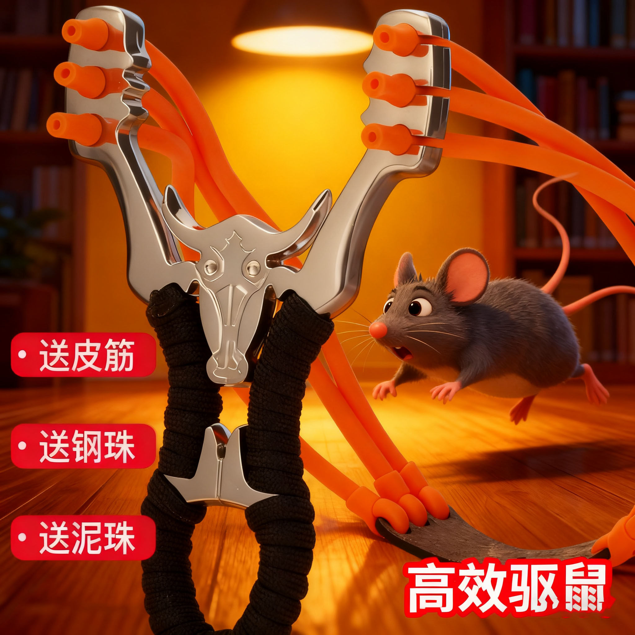 弹弓打老鼠神器户外圆皮筋弹弓大