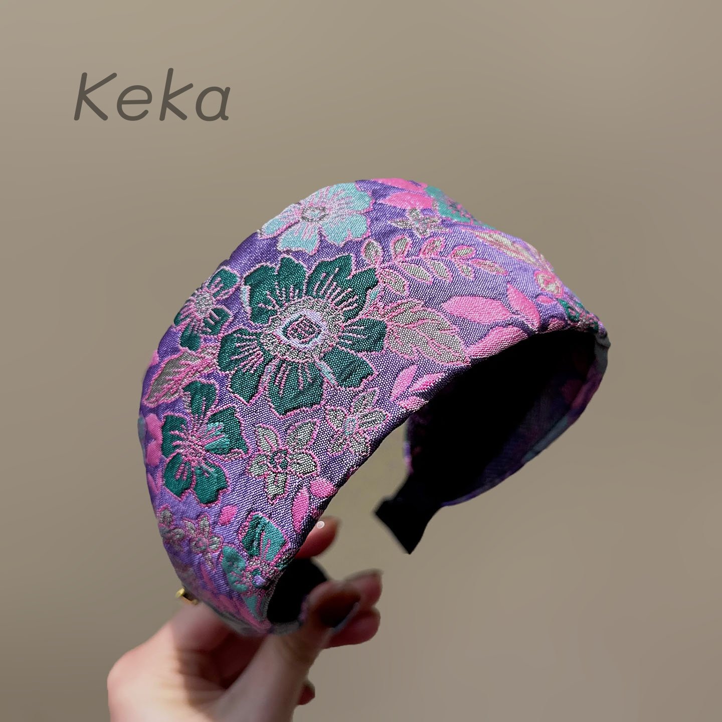 复古民族风紫粉花蕊宽边发箍女26款高级感气质压发遮白发百搭头饰