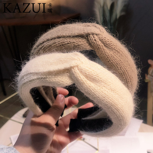 秋冬天新款百搭外出毛线打结发箍