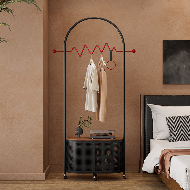 现代简约家用卧室落地创意衣帽架法式入户玄关挂衣架可移动置物架