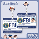 FBI小新阿呆校园卡通保护壳易拉扣工作证护士胸牌医生证件工牌可伸缩夹扣公交卡套横板可爱创意学生