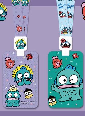 可爱呆萌小丑鱼校园卡套情侣闺蜜透明白色黄色黑色弹簧绳编织绳钥匙扣饭卡公交门禁地铁水卡一卡通保护壳