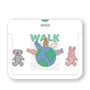 ins风WALK横版可爱卡通卡套硬壳可伸缩夹扣护士工作证胸牌易拉扣医生证件工牌保护壳门禁卡学生胸卡夹