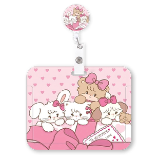 可爱少女礼物mikko硬壳可伸缩夹扣护士工作证胸牌易拉扣医生证件工牌保护壳卡套门禁卡横板ins可爱学生胸卡夹