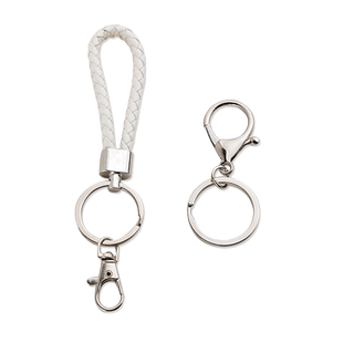 卡套编织皮绳钥匙扣单卖合金钥匙链防丢编织绳圈环挂件