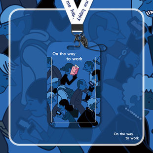 创意漫画在路上医学生卡套doodle校园学生饭卡工作牌羊城通市民身份证公交地铁卡吊牌接送卡保护壳硬透明挂绳