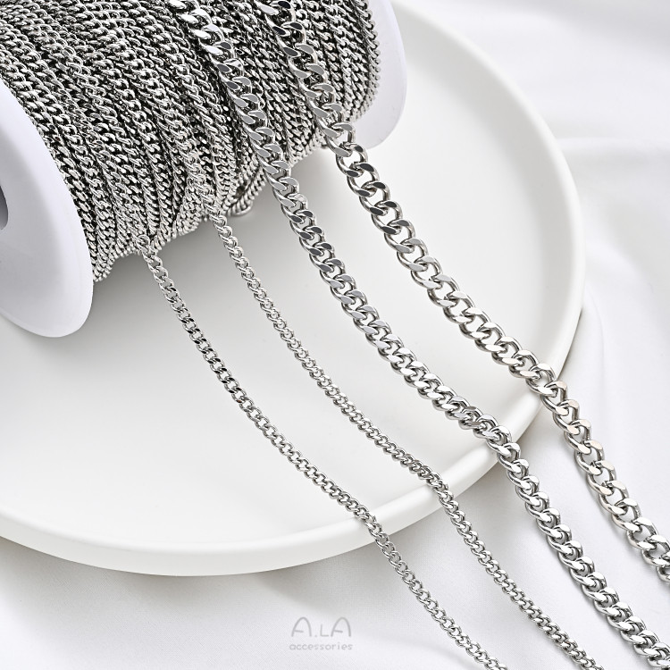 색상 보존 구리 도금 백금 반짝 이는 광택 체인 수제 느슨한 체인 목걸이 팔찌 귀 보석 체인 액세서리 수제 재료