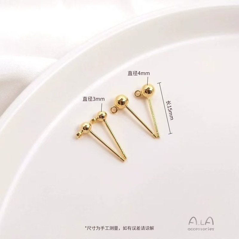 ALA S 도금 18K14K 라이트 골드 교수형 링 비니 귀걸이 볼 바늘 DIY 귀고리