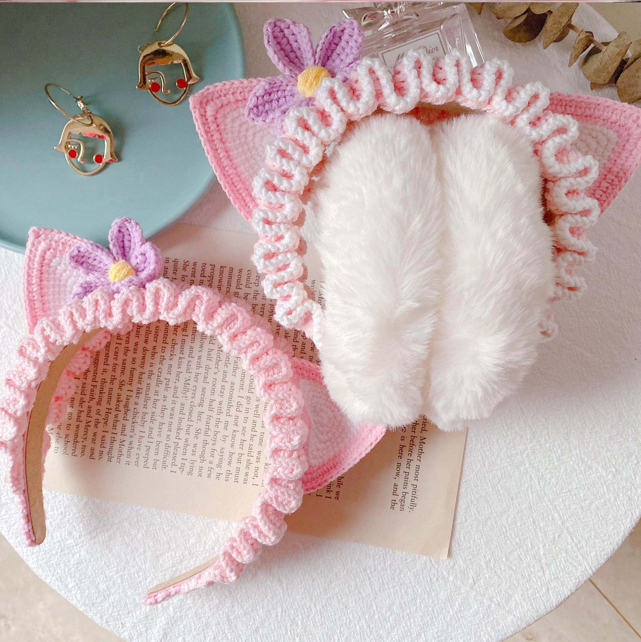 手工编织耳罩套diy材料包耳暖耳捂子自制手织钩针毛线保暖送女友l