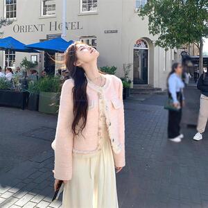 粉色短款感香风外套高级2024早秋新款上衣名媛女小富家千金气质潮