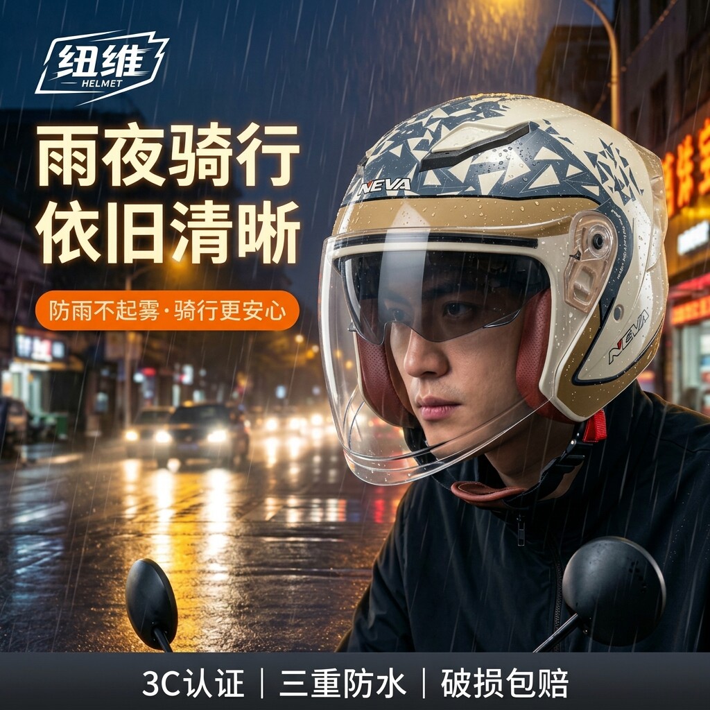 冬季防雨保暖3C认证电瓶车头盔男四季通用电动车头盔女防雾骑行盔