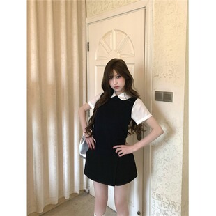 三件套女2026夏季新款甜美学院风针织马甲背心短袖衬衫高腰半身裙