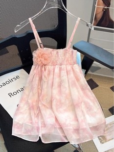 新款夏装新款法式超仙甜美碎花雪纺吊带背心独特别致无袖吊带上衣