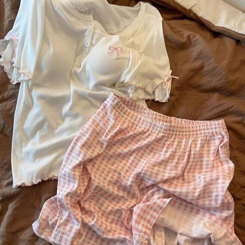 夏季带胸垫可外穿女睡衣套装