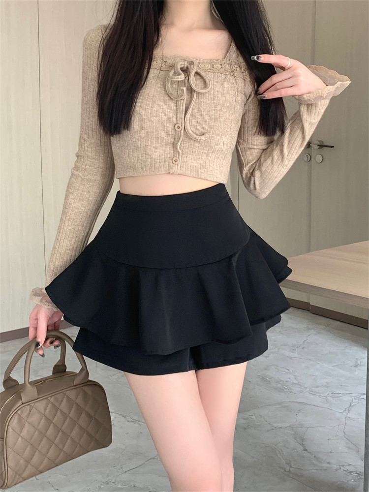 辣妹超短裙半身裙女设计感高腰a字蛋糕裙白色荷叶边显瘦a字裙