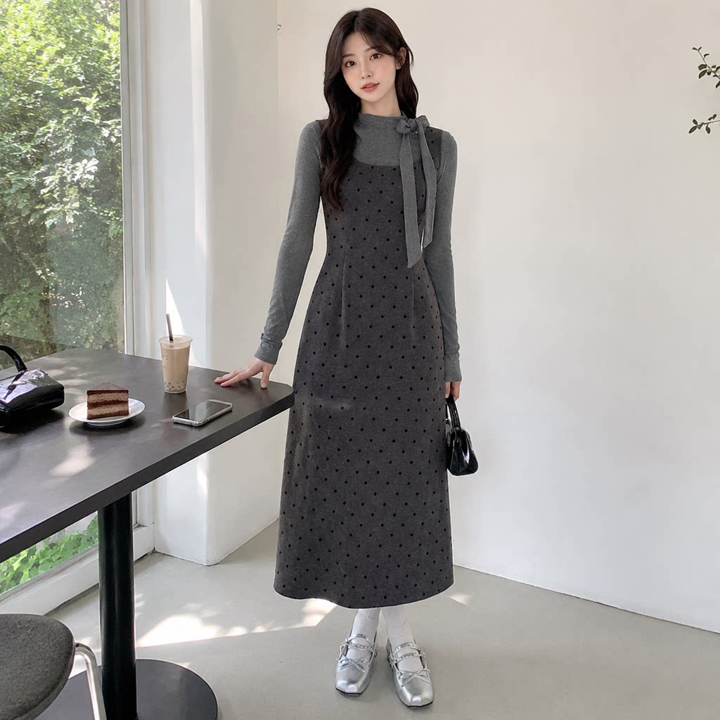 早秋miu系针织内搭女连衣裙套装