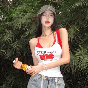 美式辣妹设计感外穿吊带背心夏季新款修身内搭纯欲风女上衣两件套