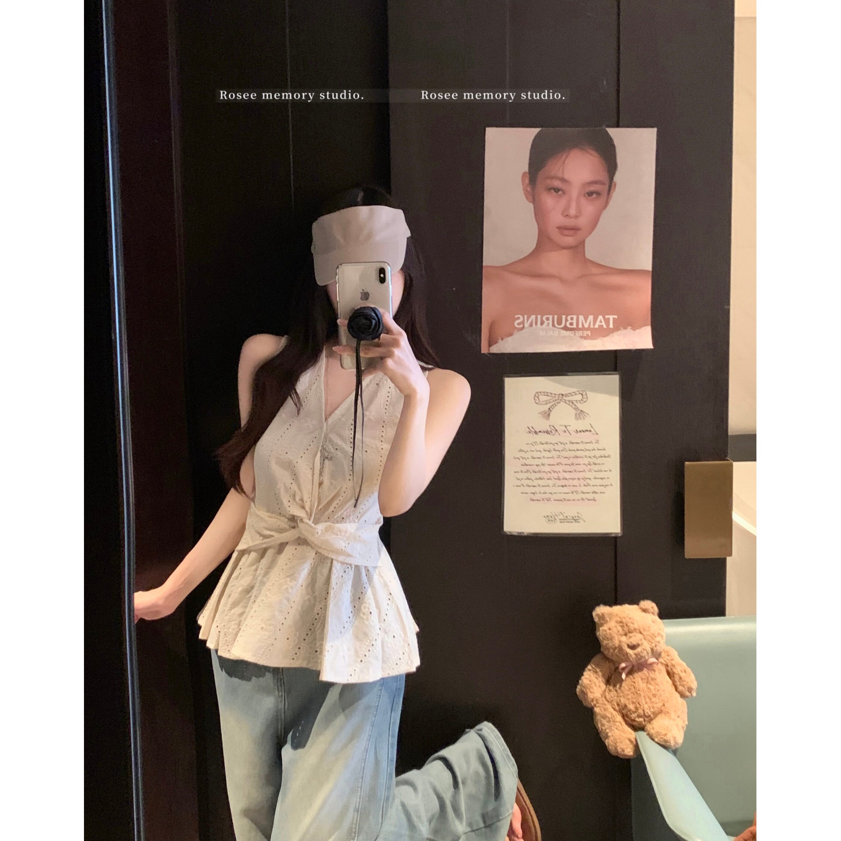 设计感杏色镂空扭结V领背心女2026夏季气质修身显瘦外穿上衣女