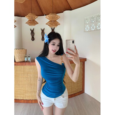 辣妹露肩短款吊带修身显瘦