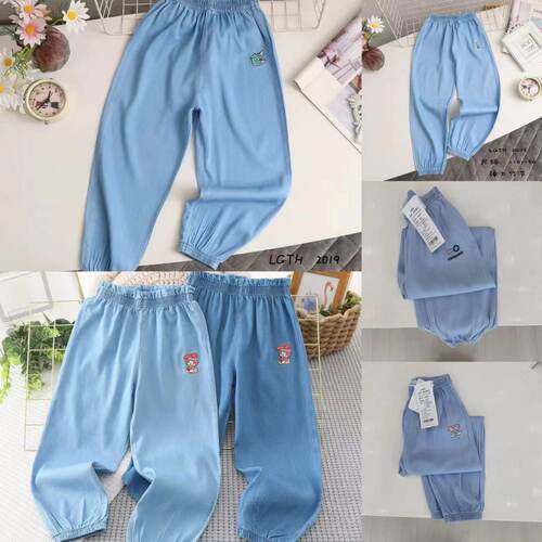 26夏季新款女童110-180卡通防蚊束脚刺绣运动休闲天丝牛仔裤裤子