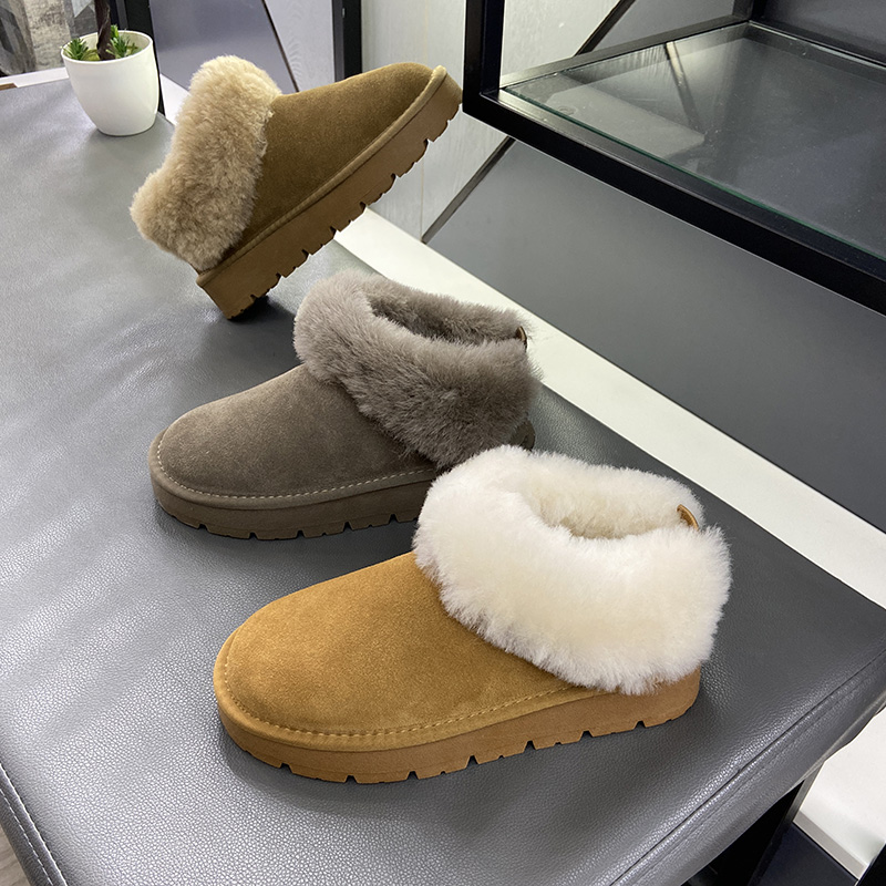 女鞋真皮羊毛加绒雪地靴毛毛鞋
