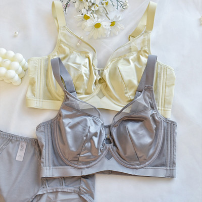 性感软钢圈大胸显小文胸轻奢缎面