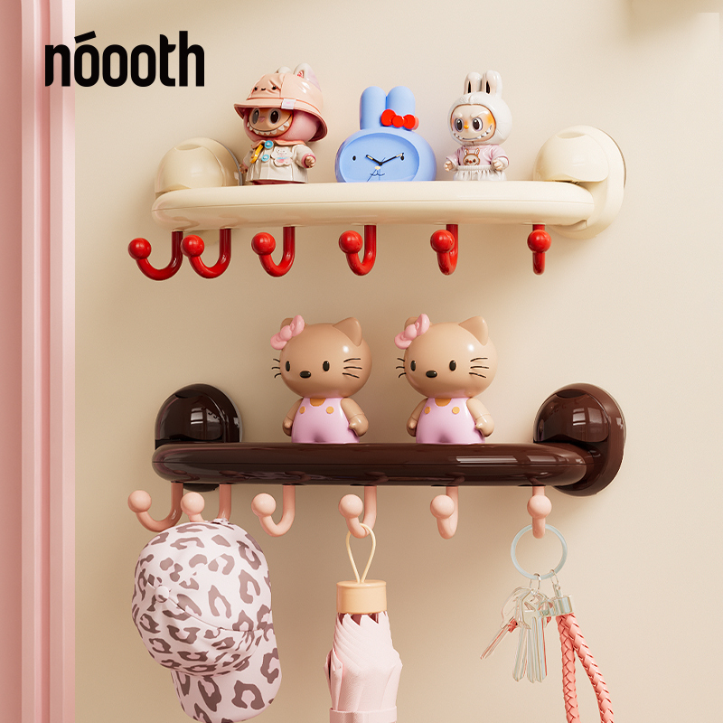 圆鼓鼓吸盘挂钩一排置物架