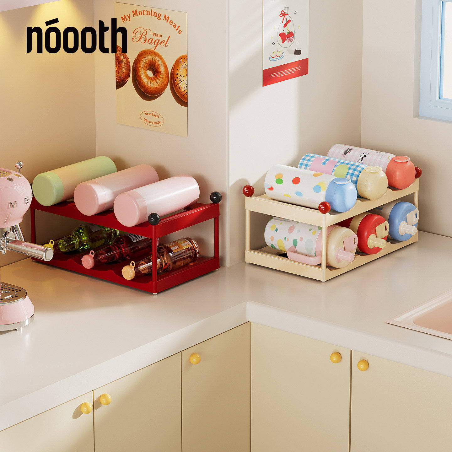 诺室水杯收纳架餐边柜内家用台面防尘双层大容量保温杯具置物架子,家庭/个人清洁工具,杯架,淘宝优惠券,粉丝福利购,淘宝优惠卷